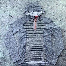 Mondetta Womens Pullover Medium Gray Fitted 1/4 Zip Wool Blend Blend Hooded