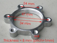 Aluminum Brake Disc Rotor Adapter Right Handed Thread Pitch 1mm