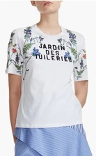 Maje Jardin Des Tuileries Embroidered Cotton T-Shirt, Women’s Size 3, US LG