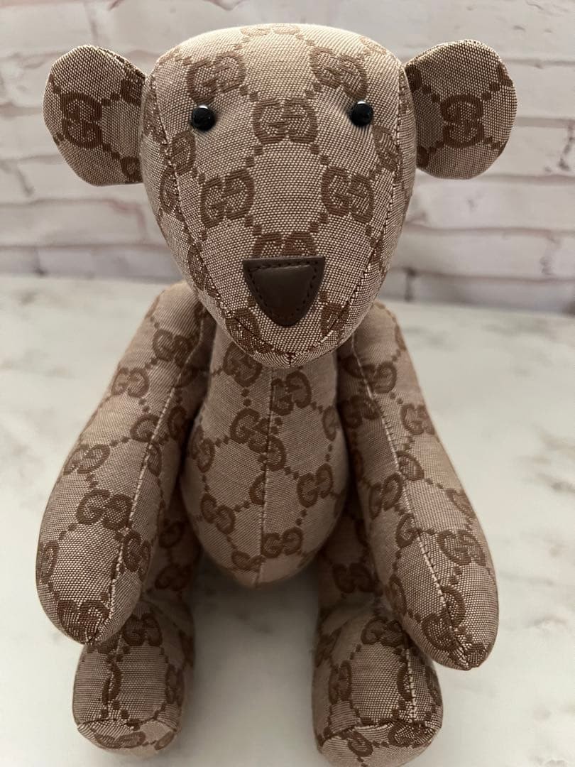 GUCCI GGロゴ動物ぬいぐるみ2セット GUCCI GG Pattern Monogram Teddy Bear Beige Canvas Plush Doll No