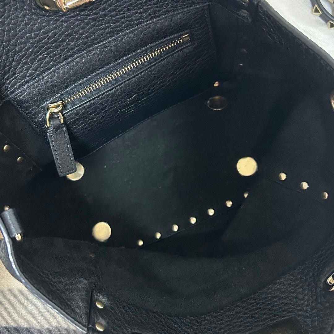 VALENTINO Women Rockstud 2Way Shoulder Hand bag Calfskin Leather Black Gold thumbnail 5