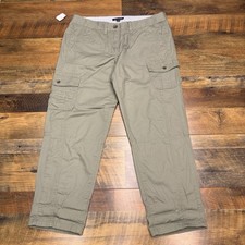 Tommy Hilfiger Cargo Ankle Pants Womens 10 Green Mid Rise New