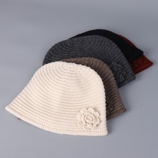 Femme Hiver Chaud Oreille Rabat Bonnet Tricot avec Floral Souple Thermique Crâne