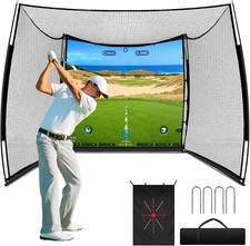 Golf Net, 11X8Ft Golf Simulator Hitting Net with Impact Screen and Target Cloth,