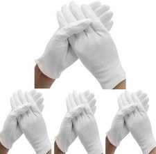 24 Pcs 12 Pair White Cotton Gloves for Dry Hand Moisturizing One Size