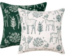 Christmas Reindeer Pillow Cover Set Of Two 18" Square Pillowcases