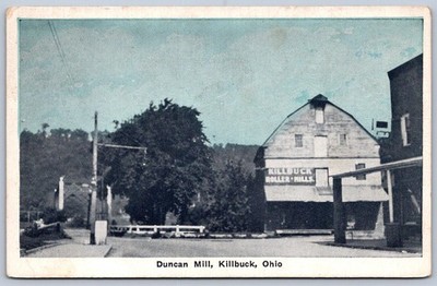 K39/ Killbuck Ohio Postcard c1910 Duncan Mill Bridge Building 374