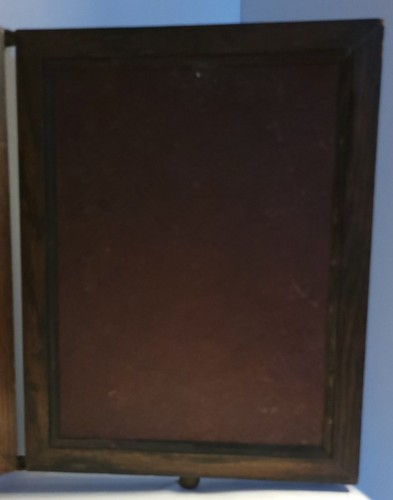 Espejo de viaje/afeitado triple pliegue estilo victoriano antiguo madera y grabados de flores - Imagen 8 de 10