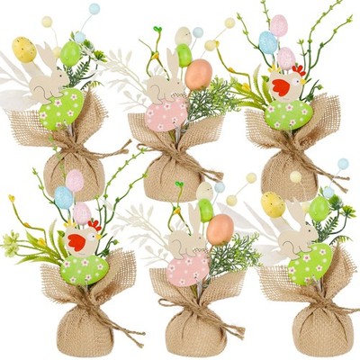 DR.DUDU 6 Pcs Easter Mini Table Trees   8 Inch Egg Tree Decorations with Bunn...