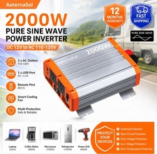 2000W/4000W Power Inverter Pure Sine Wave Vehicle 4-Outlet Port  2AC USB Type-C 