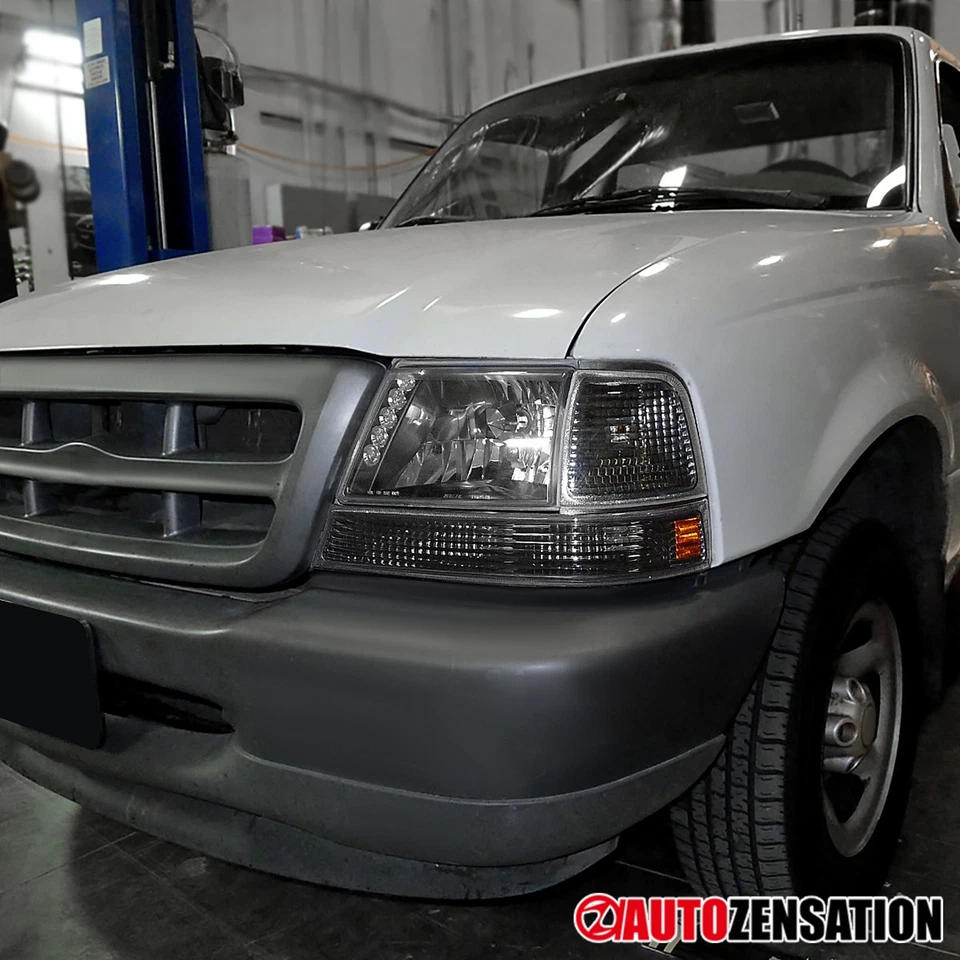LED Strip Headlights Fit 1998 1999 2000 Ford Ranger Black Head Lamps Left+Right Foto 3 de 4