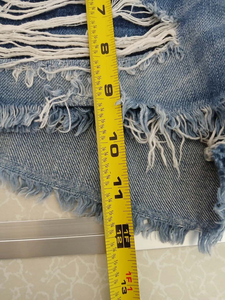 Kancan Denim Blue Raw Hem Shorts With Distressing Detail Size Small Summer - Image 4 of 4