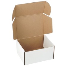 8"x6"x4" Shipping Boxes Set of 5, White Corrugated Cardboard Box Literature M...