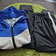 Boys Colorblock Hooded Full-Zip Hoodie Black Blue White 9-10Y Poly/Span