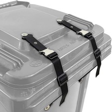 Metal Buckle Trash Can Lid Lock, Adjustable Strap Use for Locking Outdoor Was...