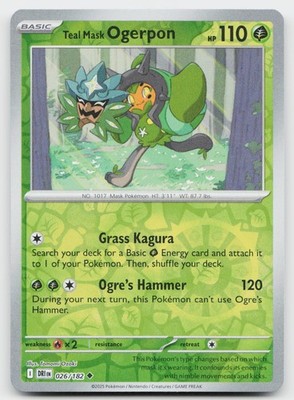 Teal Mask Ogerpon 026/182 Uncommon Destined Rivals Pokemon Reverse Holo NM