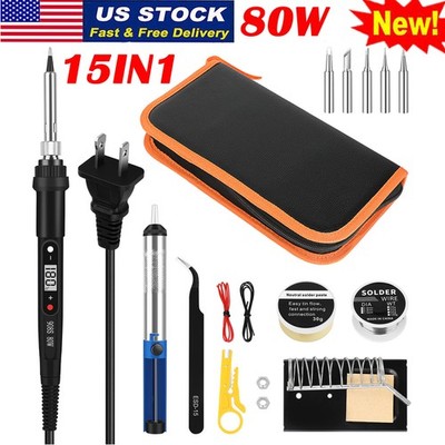 80W Electric Soldering Iron Kit Welding Gun Tool Solder Wire Desoldering Pump US