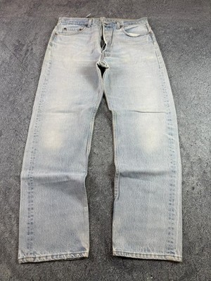 Levi's 501 Jeans Herren W38 L34 hellblau Denim Stretch gerades Bein Knopfleiste