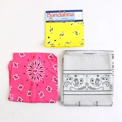 Lot De 3 Bandanas Mouchoirs 100% Coton Multicolore Paisley 21" X 21" - Photo 1/4