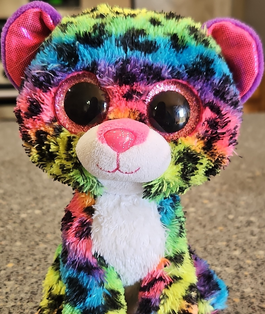 大きいTy Beanie Boos レインボー ヒョウ ぬいぐるみ80cmくらい Ty Beanie Boos Rainbow Leopard Plush Toy with Big Eyes for Ages 3