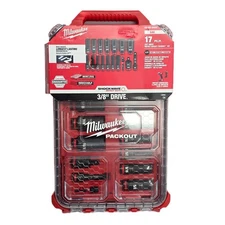 Milwaukee 49-66-6800 SHOCKWAVE 3/8” Impact Duty Socket SAE PACKOUT Set - 17 PC