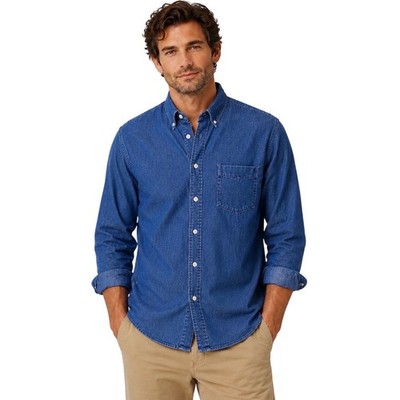 J.Crew Slim Untucked Button Down Shirt Blue Denim All Cotton Oxford Medium