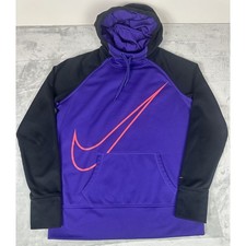 Nike Therma Fit Hoodie Sweatshirt L Purple Pink Performance High Neck Thumbholes