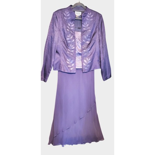 Adrianna Papell size 10 2Pcs Silk dress Floral Jacquard embordered mother bride - Picture 3 of 16