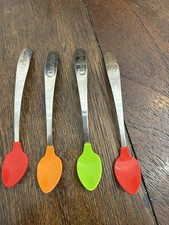 VTG Gerber Munchkin Baby Spoons Stainless Steel Silicone Tips Set of 4 EUC Rare