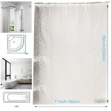 Shower Curtain Waterproof Mould Proof Bathroom Curtains with 12 Hooks 180x200cm