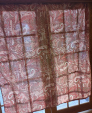 Botanical Print Cotton Shower Curtain 70"L x 68"W Coral Colors/Green Excellent