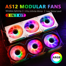 Aigo AS12 120mm ARGB PC Case Fan 3-Pack PWM Wireless Sync Infinite Mirror