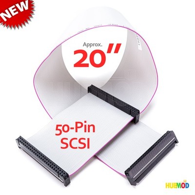 NEW 20'' 50-Pin SCSI Internal Ribbon Flat Cable F/F 3-Connector 2-Device Drive