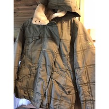 Burton M Green Polyester Nylon Full Zip Faux Fir Jacket