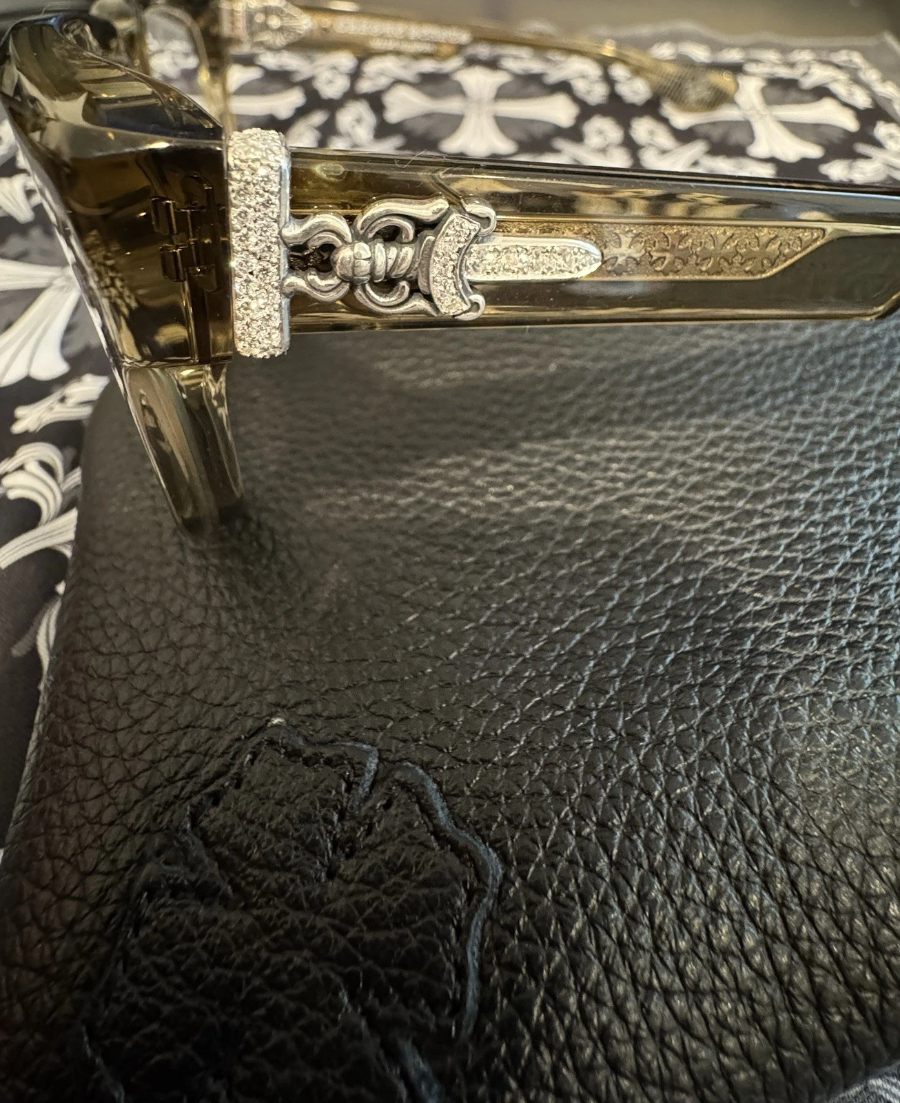 Diamond Chrome Hearts Box Officer Sunglasses