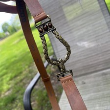 Chico s Vintage Leather Medium/ Large Stone Embellished Brown Belt