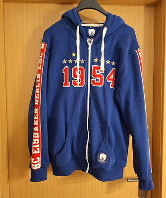 Eisbären Berlin Herren Hoodie blau Gr. M Zip mit Kapuze Logo/Stickerei 1954