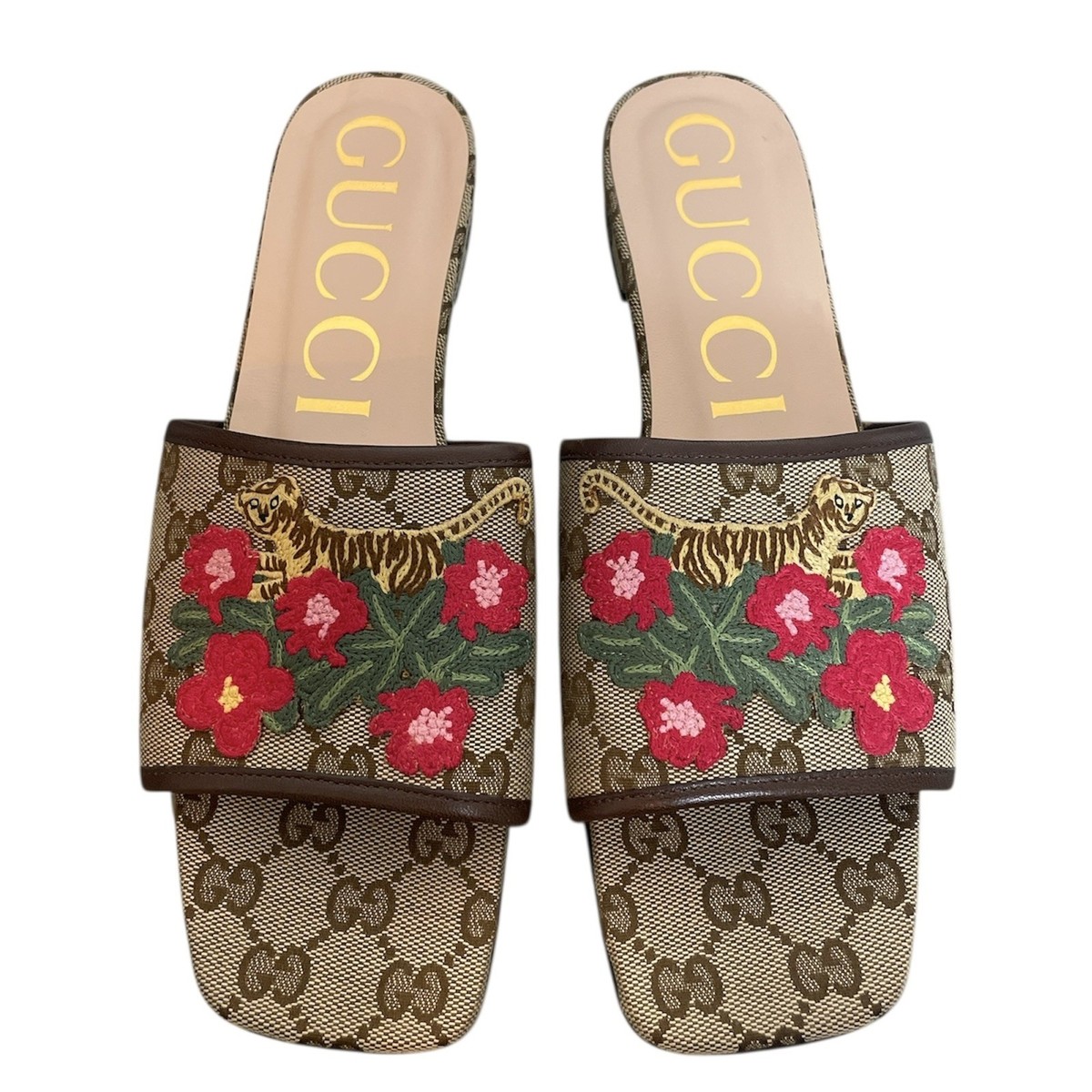 Canvas Gucci Slides Women Size 11 GUCCI Supreme Tiger Floral