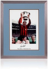 Tony Book Manchester City Hand Signed 1969 FA Cup Captain Photo 23x19'' Framed