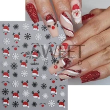 Christmas Nail Art Stickers Snowflake Santa Reindeer Decals Self-Adhesive NS53