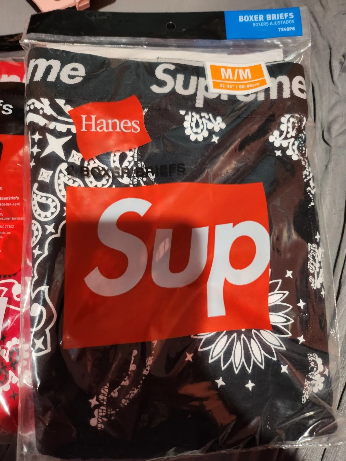 Boxer bandana noir Supreme Hanes taille M (paquet de 2)