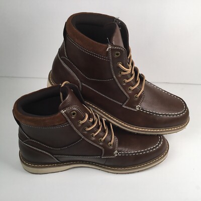 Goodfellow Work Boot Shoe Casual Ankle Faux Leather Brown/Jarret Size: Mens 12