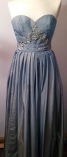 STUNNING VTG VICTOR COSTA GRAY SLEEVELESS SHIMMER EVENING GOWN A-LINE FORMAL 4