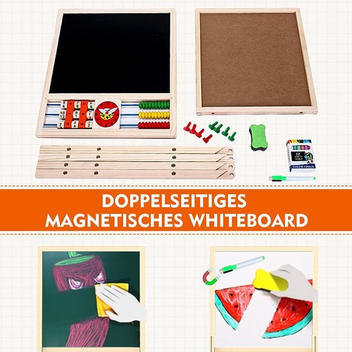 4in1 Kreidetafel Kinder Holz Standtafel Magnet Mal Schreib Tafel Schultafel NEU - Bild 5 von 5