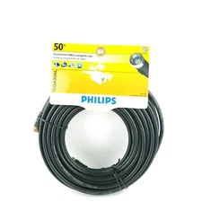 Phillips Black Coaxial Quality Cable 50Ft Connect Video Components  USA Seller