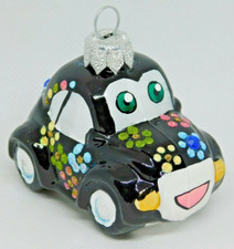 2023 Hand-Blown Glass Ornament BLACK CAR Modern Ukrainian Glass Figures 2.0"