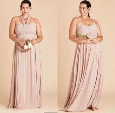 Birdy Grey Grace Convertible Chiffon Taupe Bridesmaid Maxi Gown Dress Size  XXL | eBay