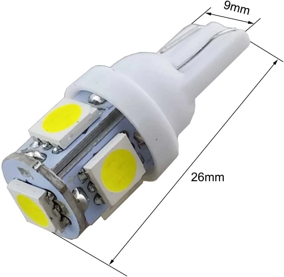 10X White T10 Instrument Gauge Cluster Dash Lights 168 194 LED Bulbs W/ Sockets - Image 4 of 4