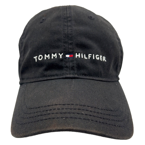 Tommy Hilfiger Hat Cap Strap Back Black White Spell Out Flag Logo Adjustable Men - 第 1/10 張圖片