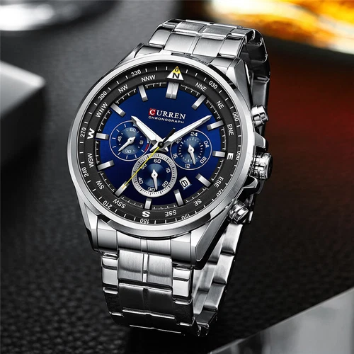 CURREN Fashion Watch Men Chronograph Wristwatch Business Steel Quartz Date Watch - Picture 6 of 28